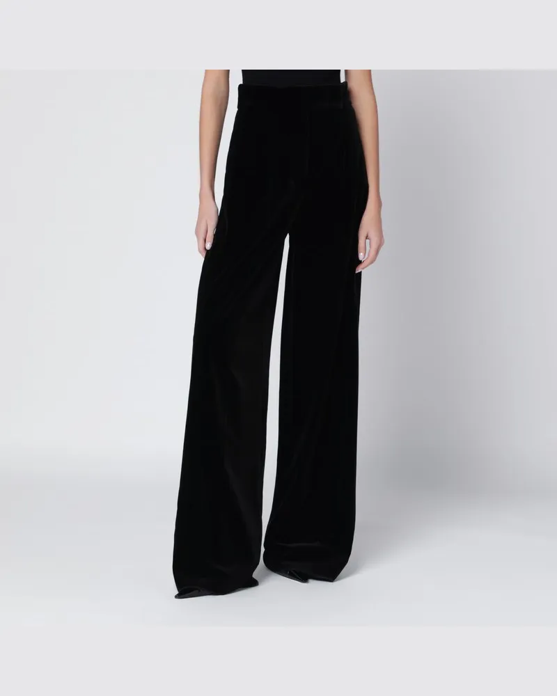 Max Mara Schwarze Hose aus geschorenem Samt Schwarz