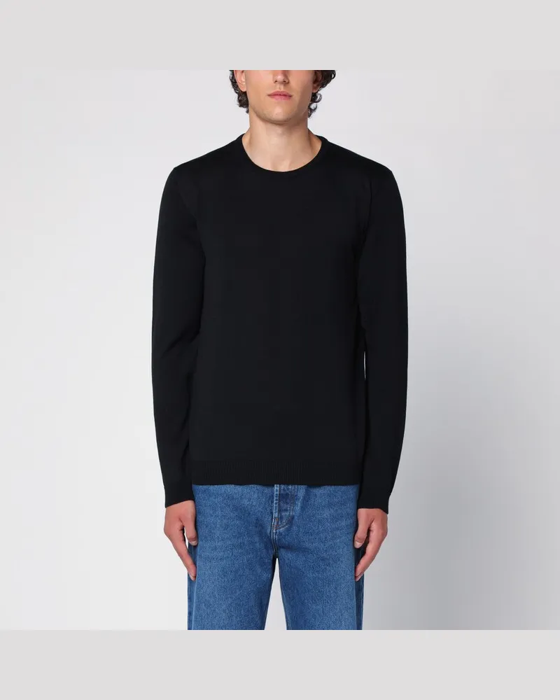 Roberto Collina Schwarzer Pullover aus Merinowolle mit Rundhalsausschnitt Schwarz