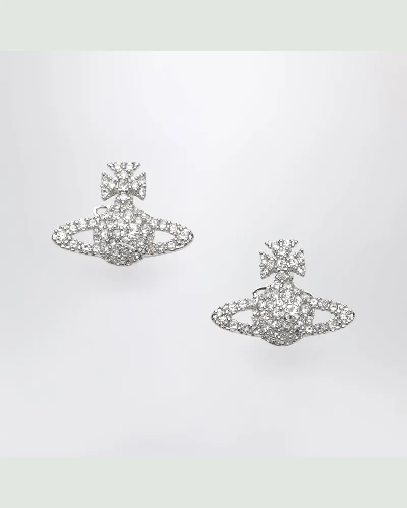 Vivienne Westwood Ohrstecker Grace Bas Relief mit Kristallen in Platin Metal