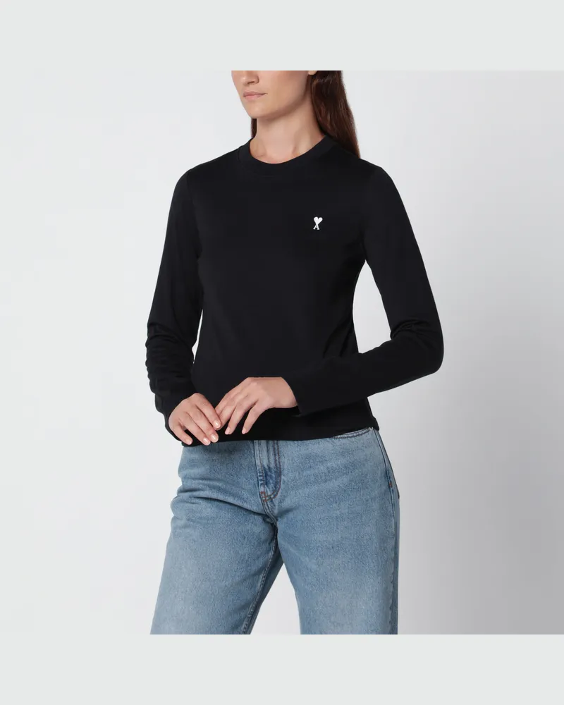 AMI Paris Schwarzes Baumwoll-T-Shirt von Ami de Caur Black
