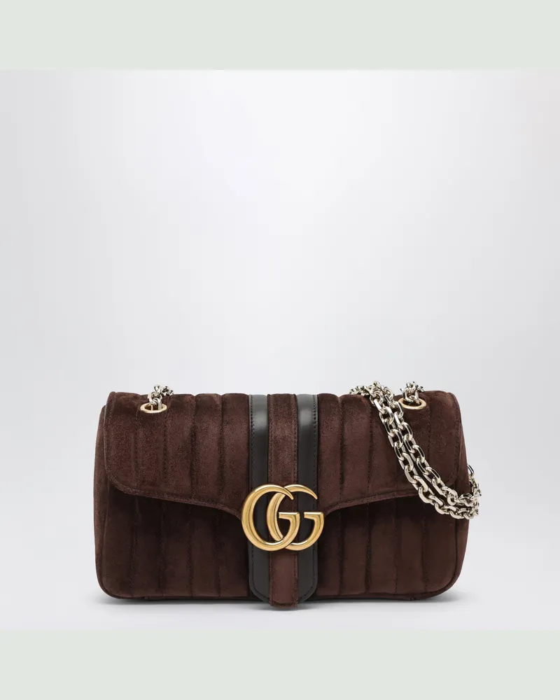 Gucci Jetset GG Marmont Tasche aus mittelbraunem Wildleder Brown
