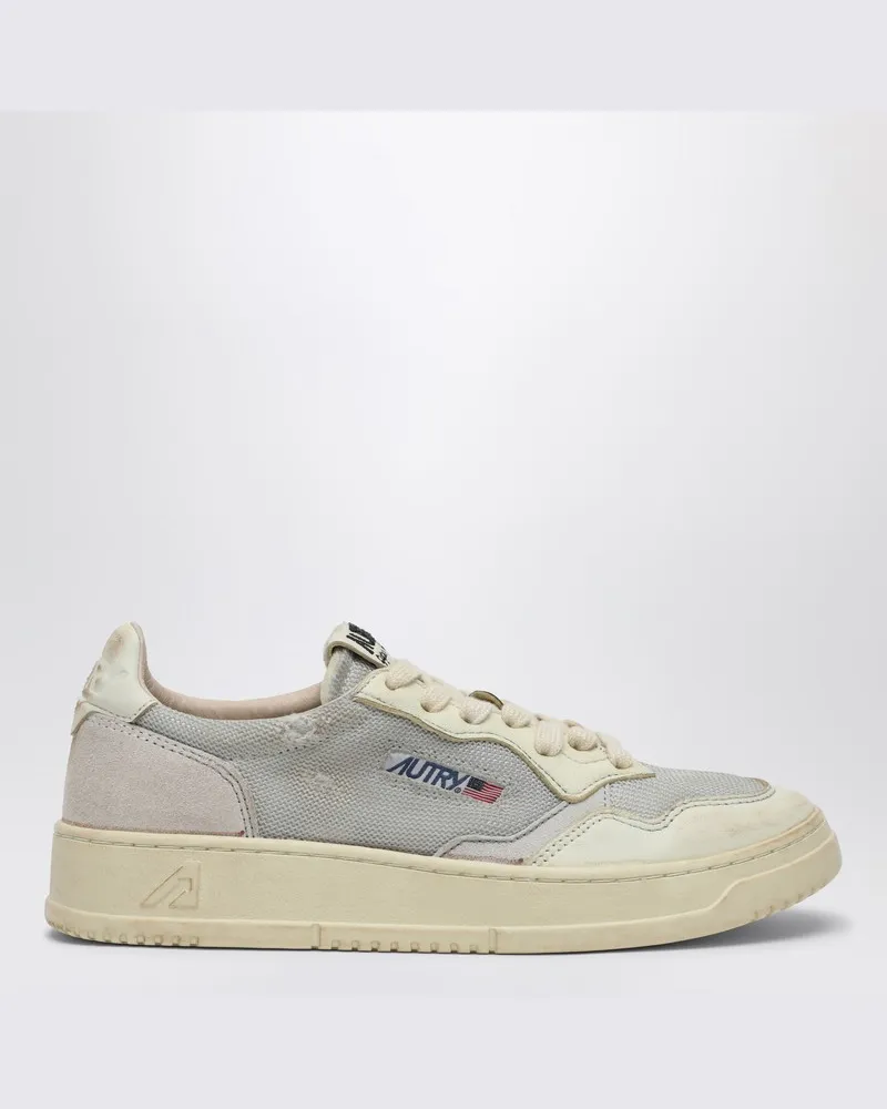 AUTRY Sneaker Medalist Low Super Vintage aus grauem/weißem Leder und Mesh Grau