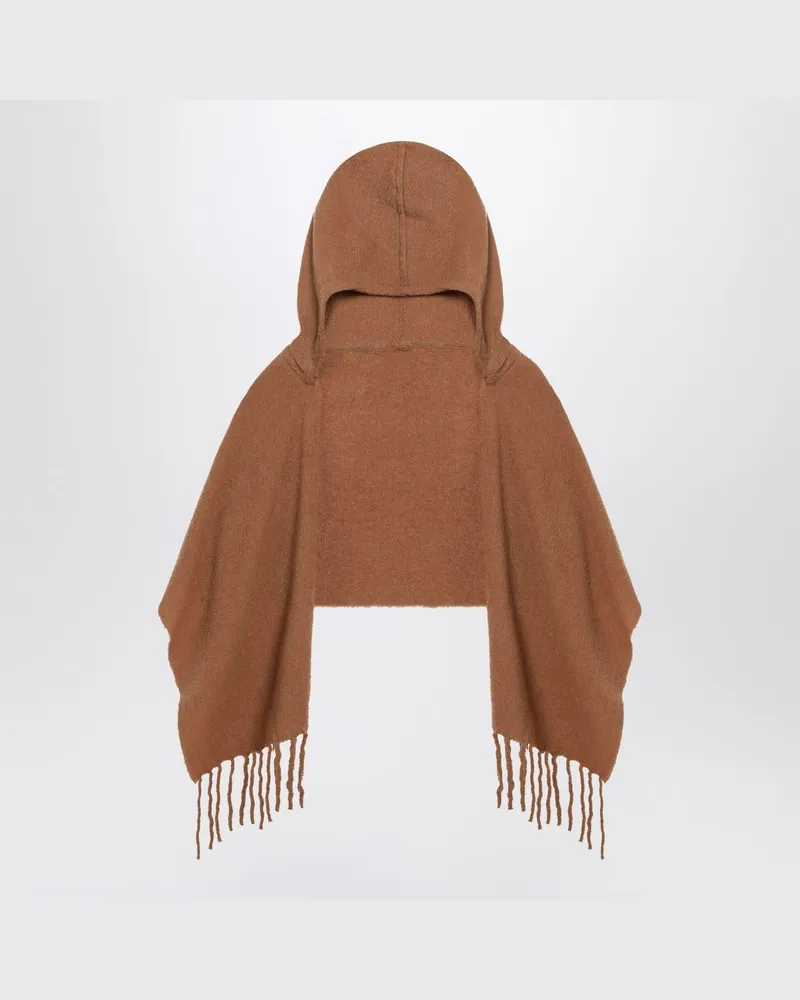 Destin Braunes Wollcape mit Kapuze Beige