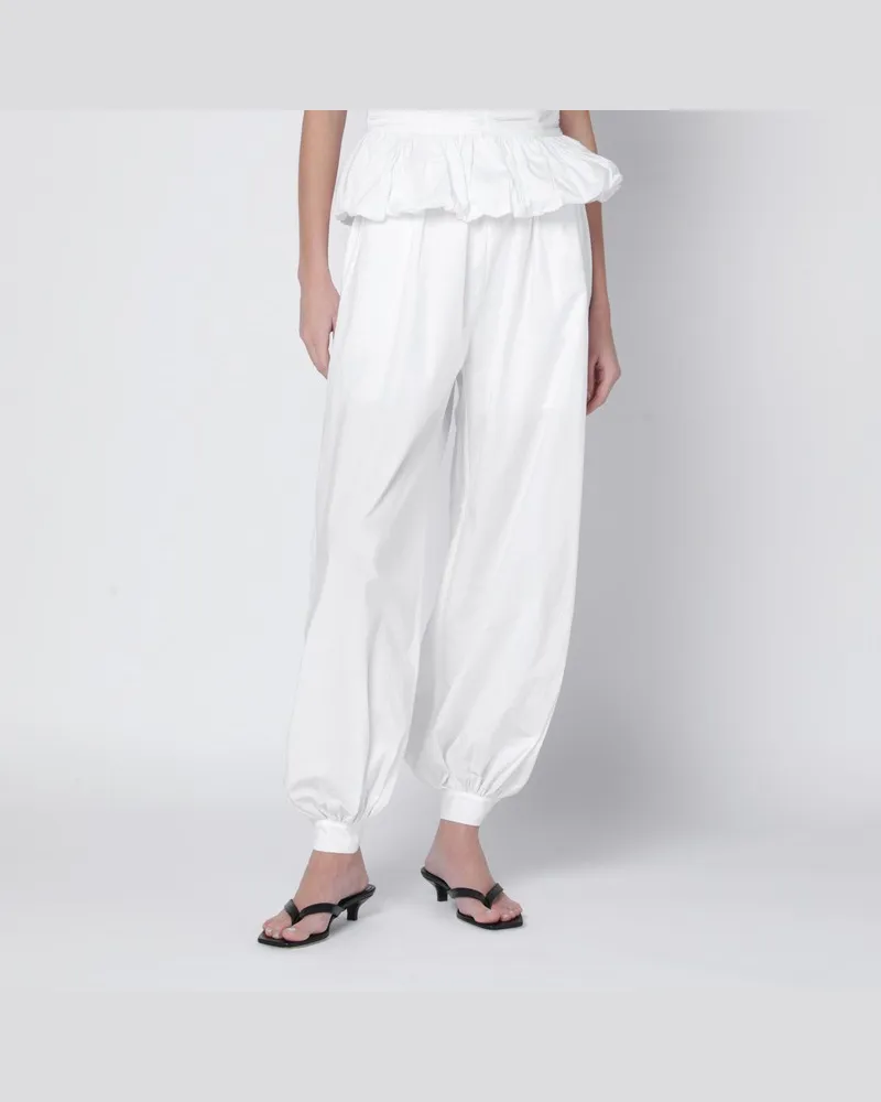 ROTATE Birger Christensen Hoch taillierte Nicola-Popelinehose Weiß