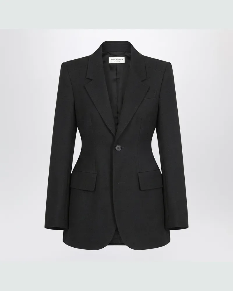 Balenciaga Hourglass-Jacke aus schwarzem Wolltwill Black