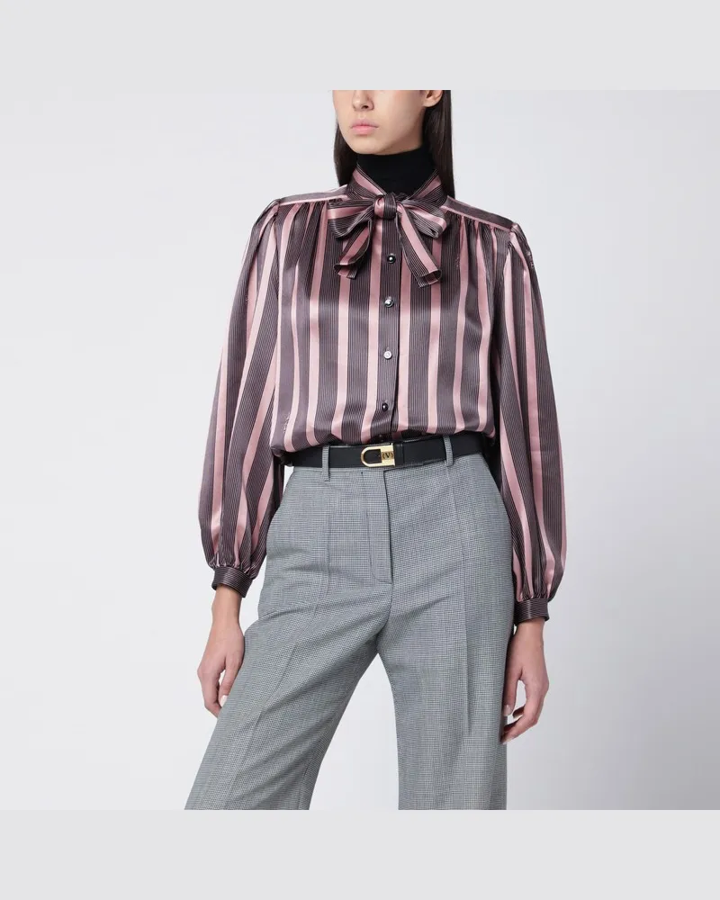 Valentino Garavani Gestreiftes Hemd aus Crêpe de Chine Rosa