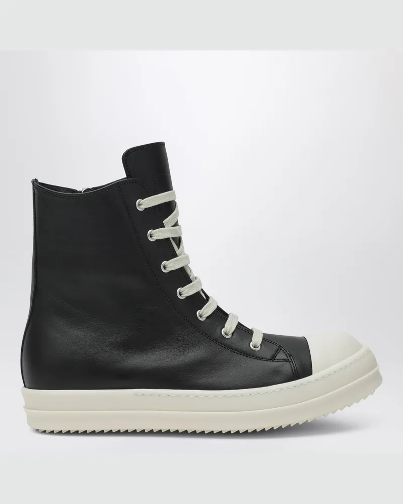 Rick Owens Schwarz/weißer hoher Sneaker aus Leder 