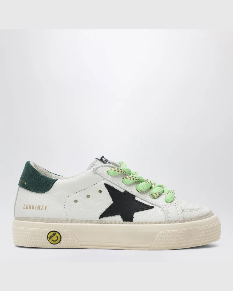Golden Goose May Sneaker aus weißem/schwarzem/grünem Leder Black