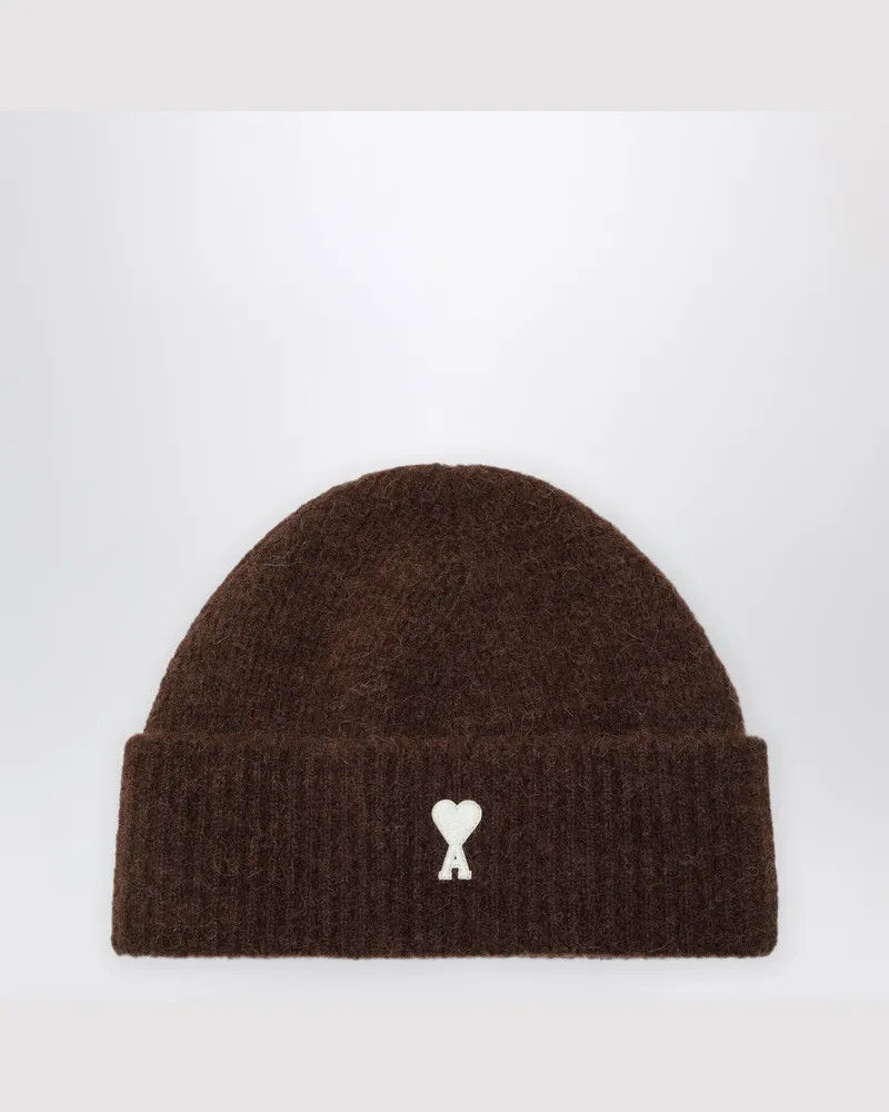 AMI Paris Ami de Coeur Mütze in Braun aus Wollmischung Brown