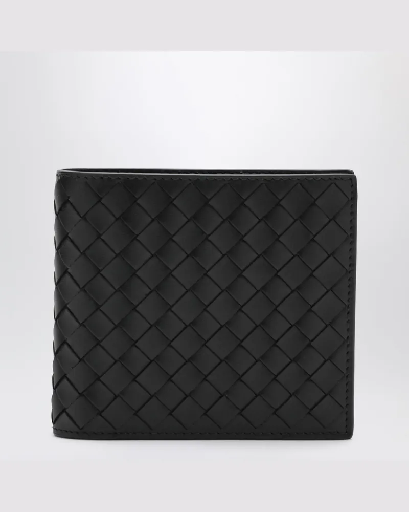 Bottega Veneta Schwarzes Portemonnaie mit Flechtmuster Black