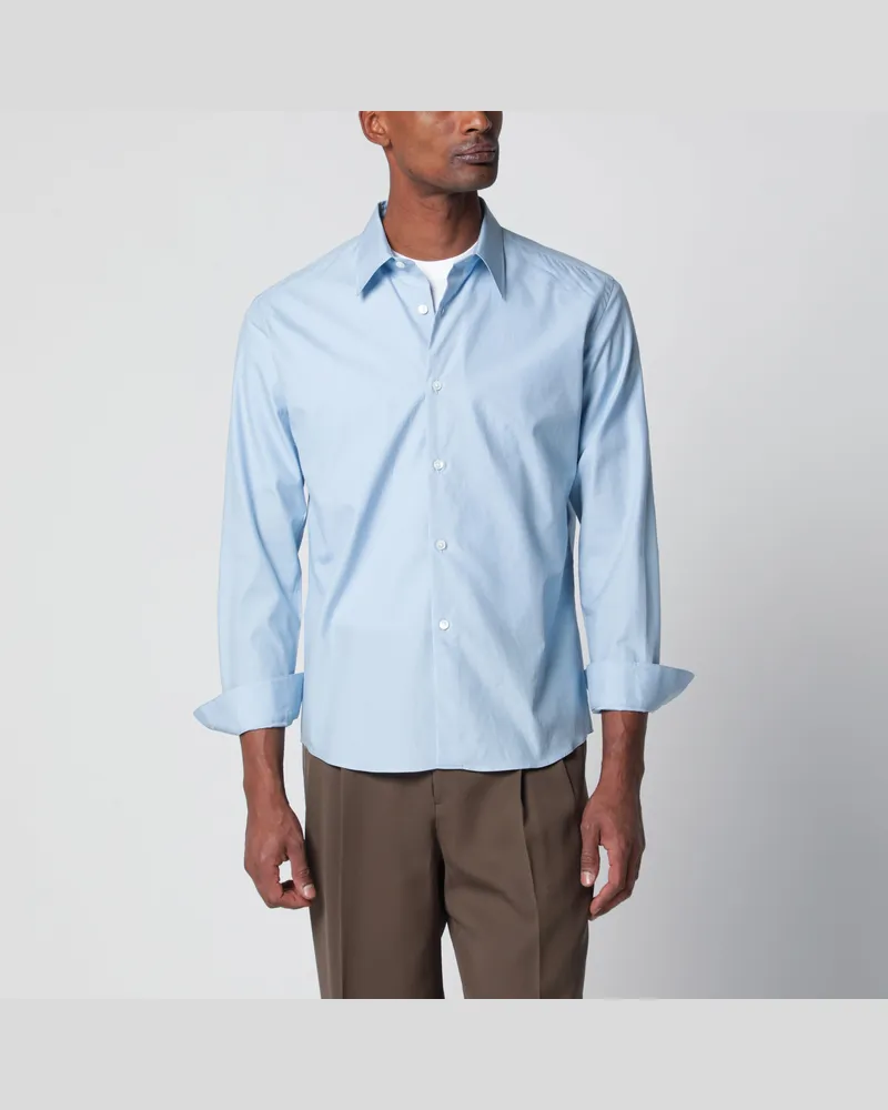 AURALEE Hellblaues Slim-Fit-Hemd aus Baumwolltwill Light