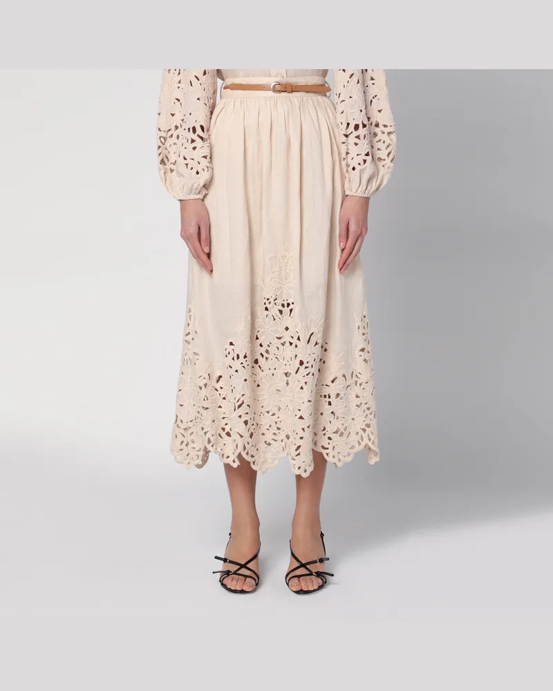 Zimmermann Cremefarbener Midirock Wylie Beige