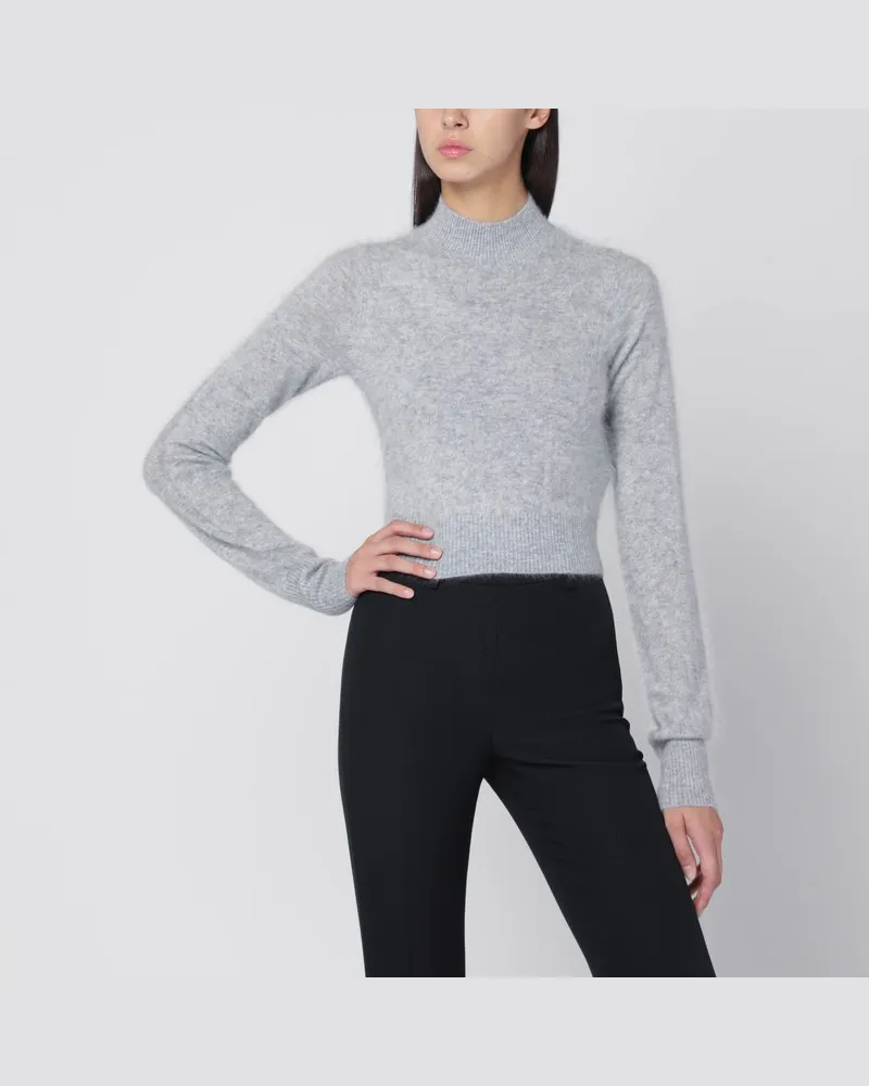 SPORTMAX Grauer Cropped-Pullover aus Kaschmir Weiß
