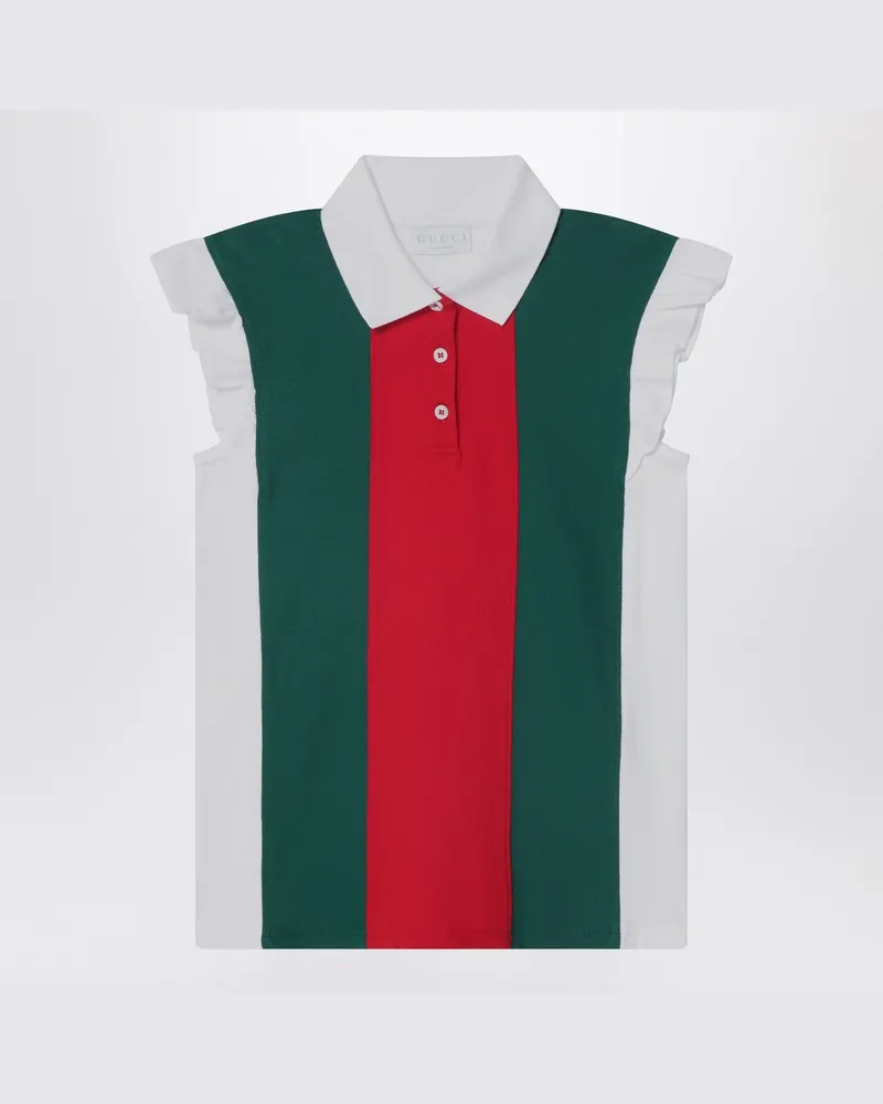 Gucci Weißes Poloshirt mit Webband Mehrfarbig