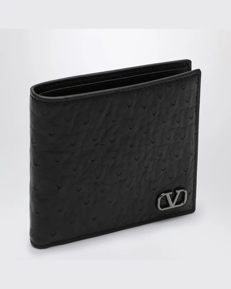 Valentino Garavani Schwarzes Bifold-Portemonnaie Vlogo Signature aus Leder Schwarz