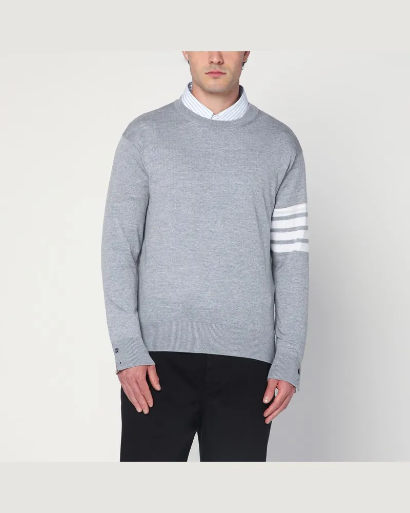Thom Browne Hellgrauer Merinowollpullover Weiß