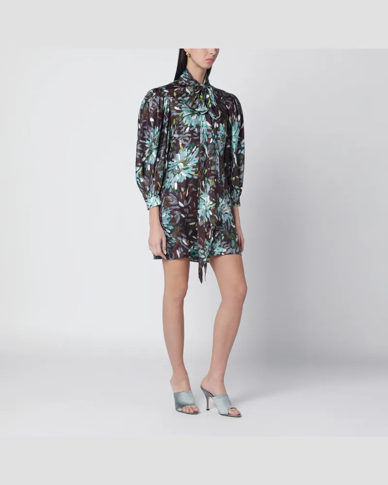 Gucci Bedrucktes Seidentwill-Kleid Green