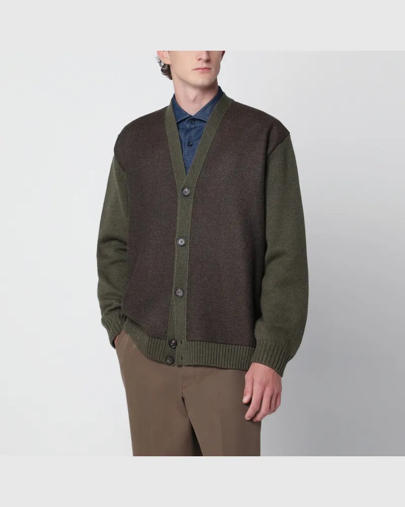 Loro Piana Dunkelgrüner Breia Cardigan aus Wolle und Kaschmir Green