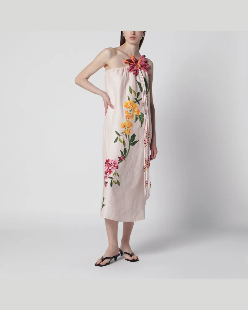 FARM Rio Maxikleid aus Leinen mit floralem Garden-Terrace-Print Pink