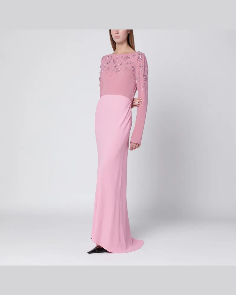 Alberta Ferretti Rosa Abendkleid mit Perlenstickerei Rosa