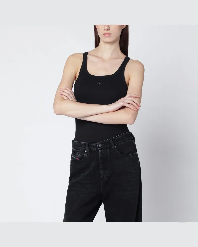 Diesel T-Wife schwarzes Tanktop mit gelasertem Oval D Black