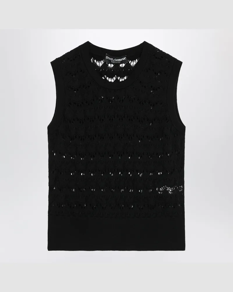 Dolce & Gabbana Ärmelloses Stricktop aus Baumwolle in Schwarz Black