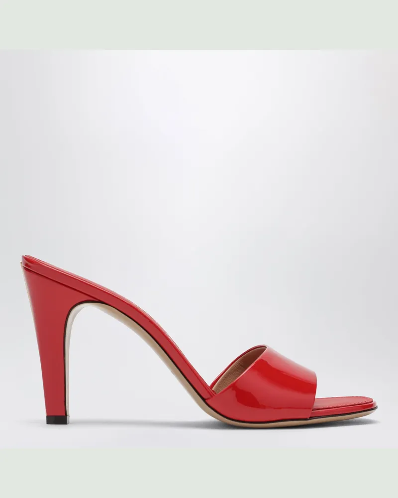 Ferragamo Feuerrote Lackleder-Slides mit Absatz Red