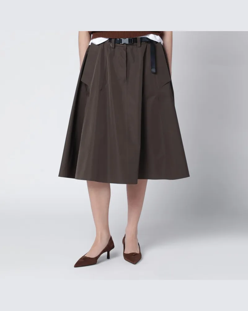 Prada Weiter Rock in Tarnmuster-Grün aus technischem Canvas Grün