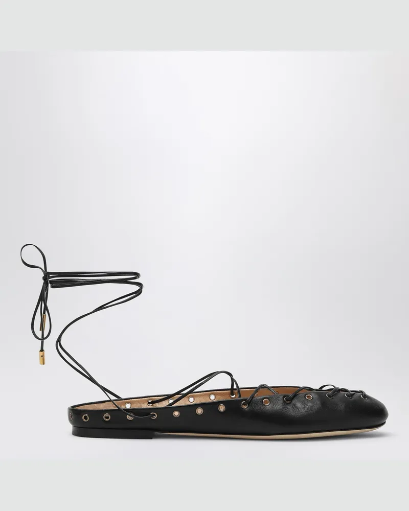 Chloé Schwarze Leder-Ghillie-Ballerinas 