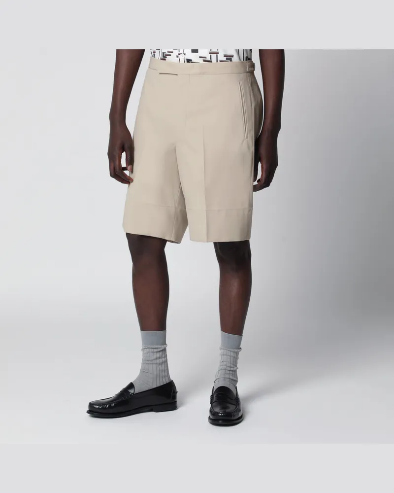 Prada Sandfarbene Baumwoll-Bermudashorts Beige