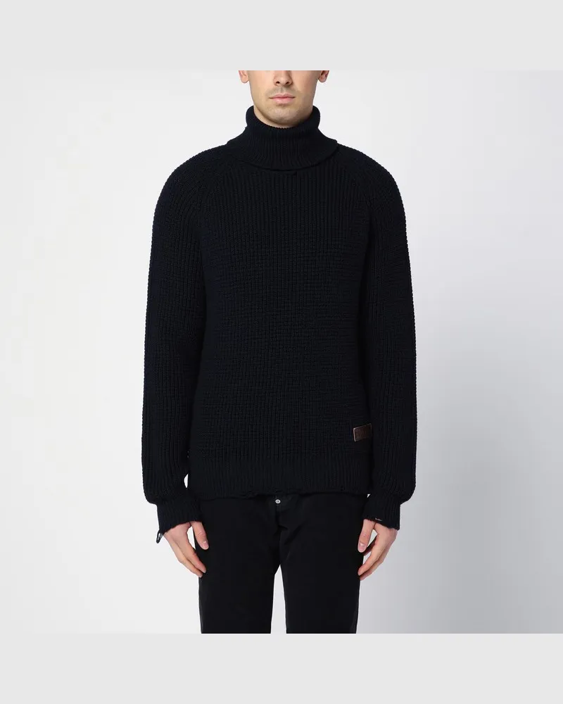 Dsquared2 Marineblauer Rollkragenpullover aus Wolle Blau