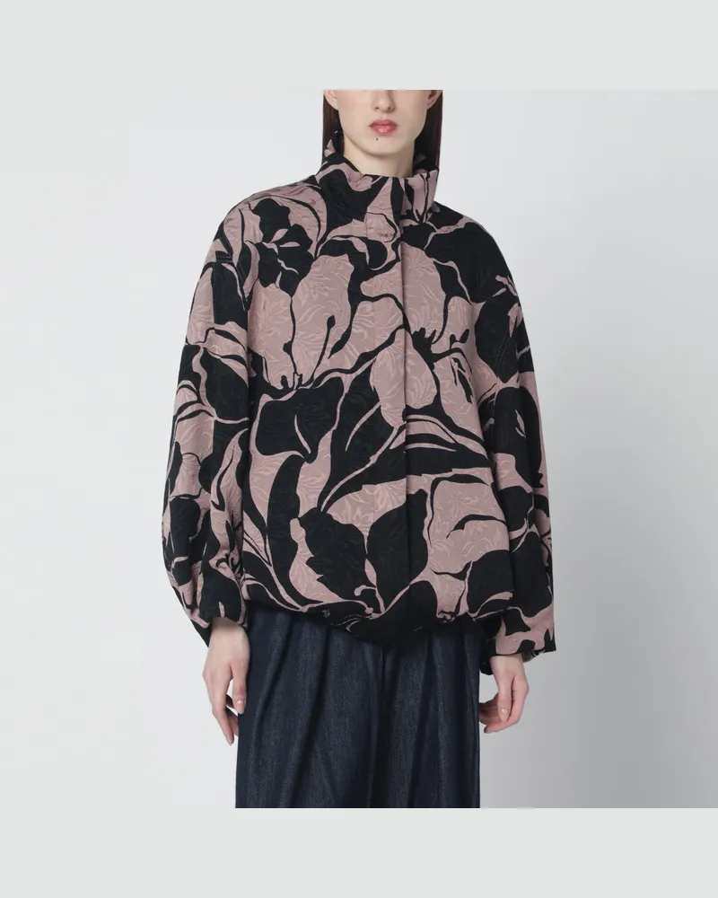 Dries van Noten Schwarze Jacke mit floraler Jacquardstruktur Black