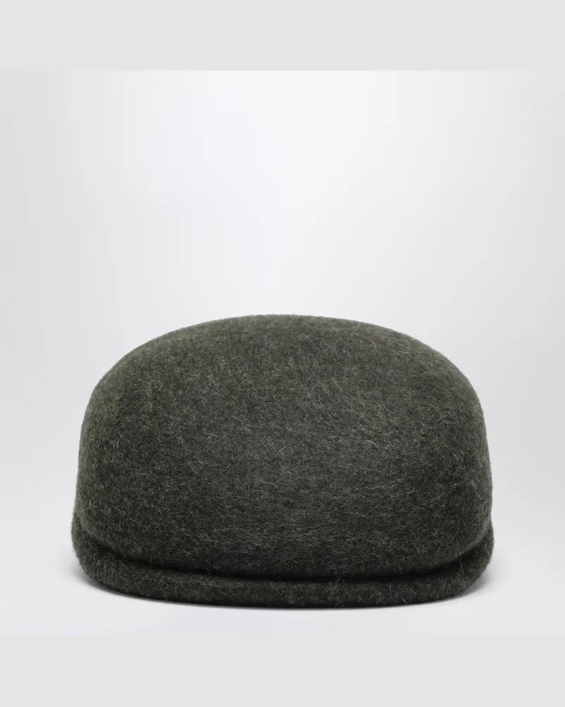 Loro Piana Schiebermütze aus moosgrünem Wollfilz Green