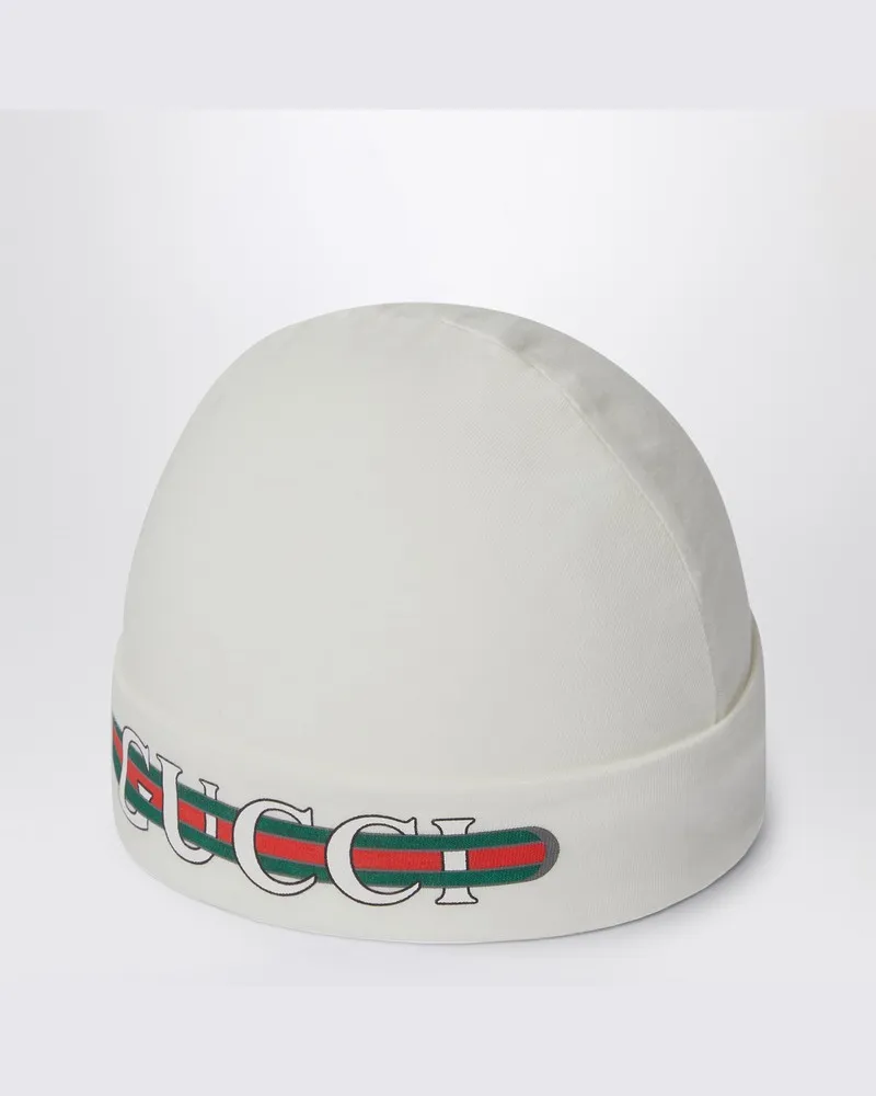 Gucci Weiße Mütze mit Logodruck Weiß