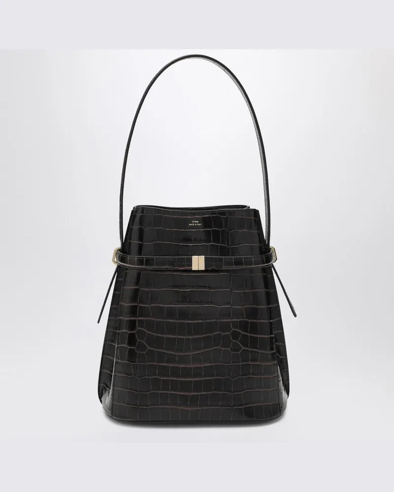 Totême Braune Beuteltasche aus Krokodilgeprägtem Leder Braun