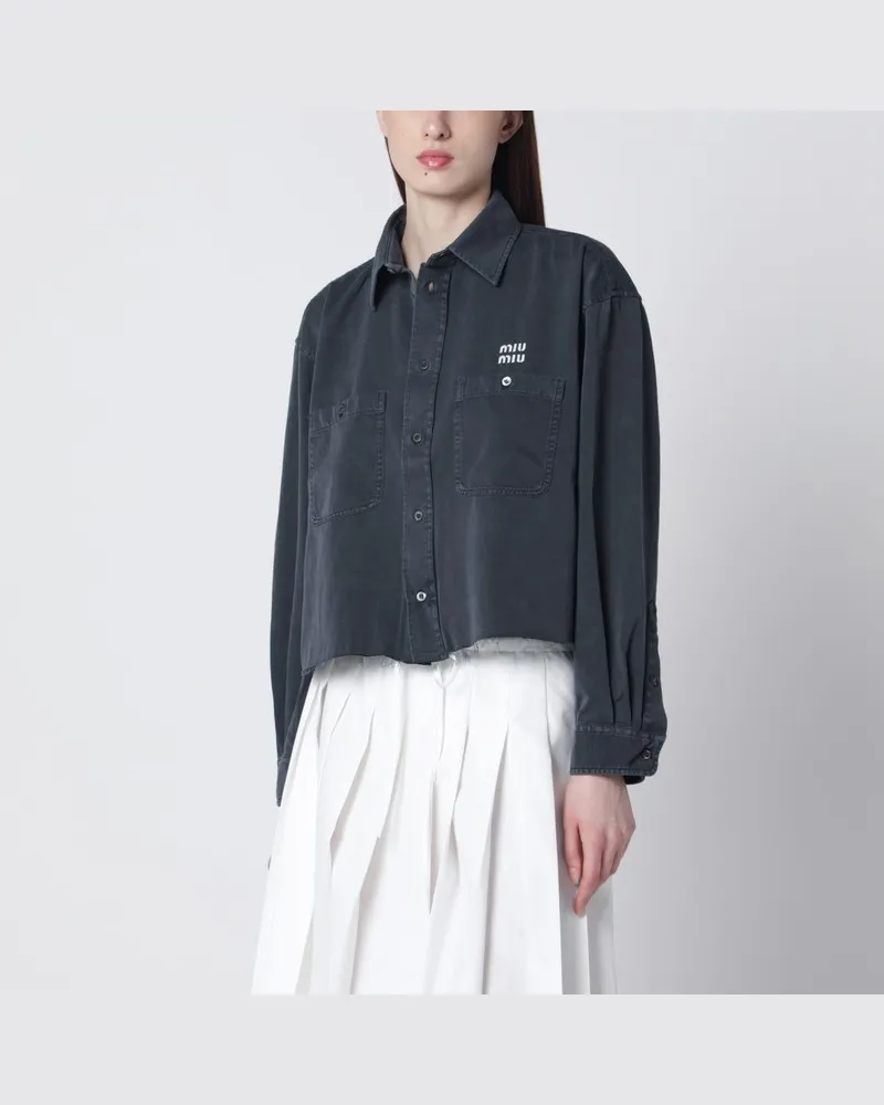 Miu Miu Rauchgraues Hemd aus Light Denim Grau