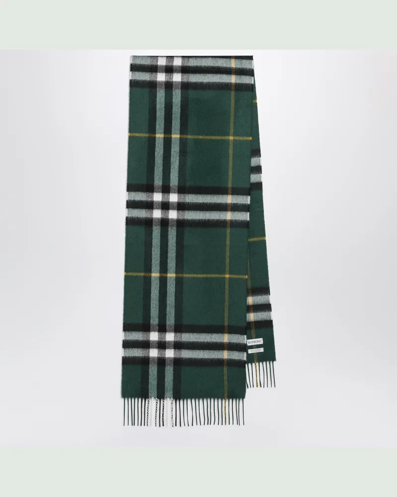 Burberry Kaschmirschal Check mit Fransen in Dunkelgrün Green