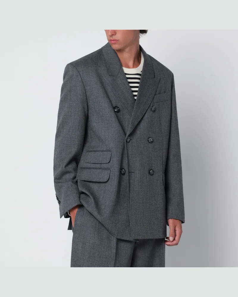 AMI Paris Doppelreihiger Blazer in Anthrazit aus Schurwolle Grey