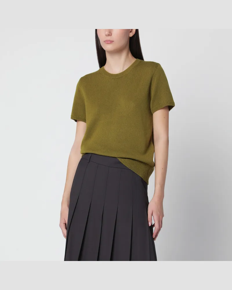 Dunst Olive green short-sleeved top in wool blend Green