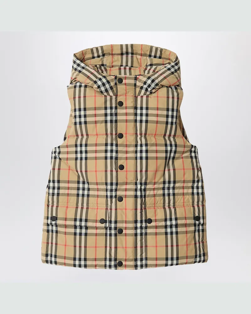 Burberry Ärmellose Daunenjacke aus Nylon mit Check-Muster 