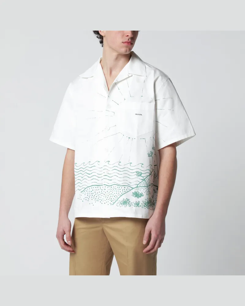 Prada Kurzärmliges Bowlinghemd mit Print Green