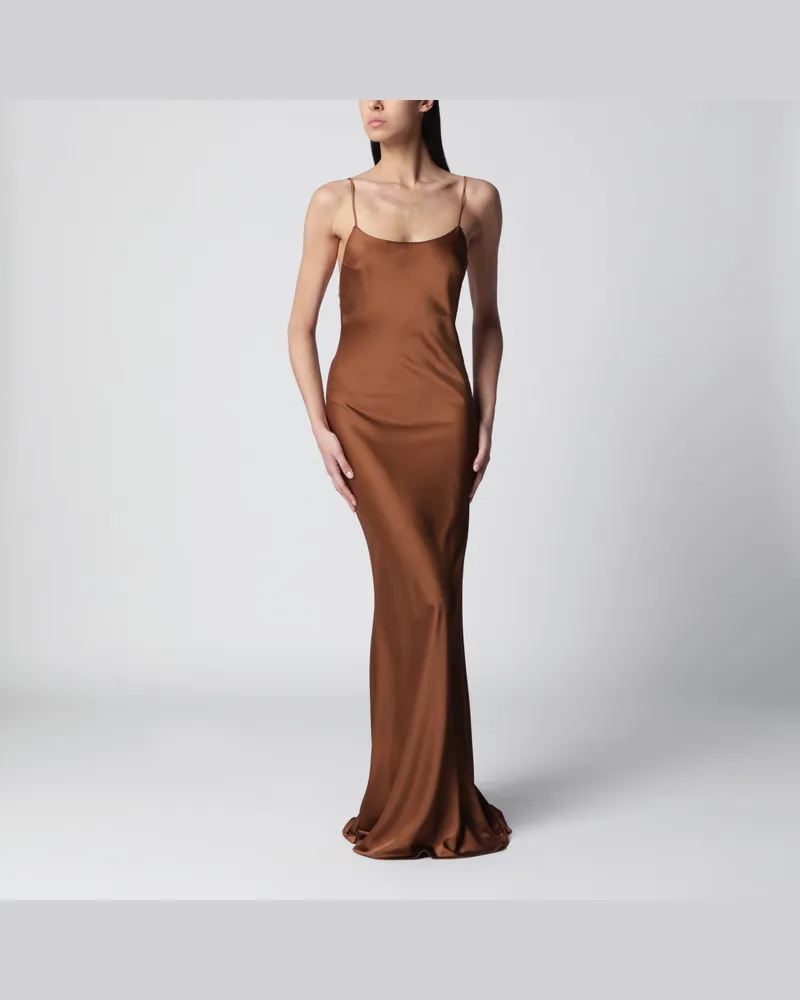 ANDAMANE Maxikleid Ninfea mit Rüschen aus Polyester in Bronze Brown