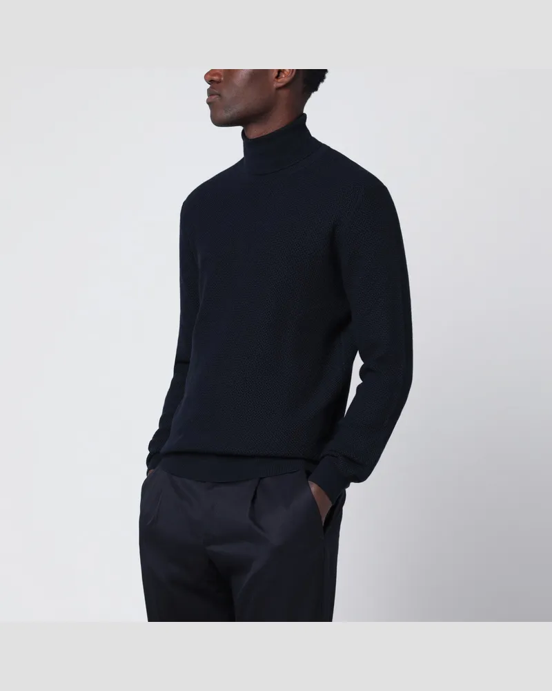 Tagliatore Blauer Rollkragenpullover aus Wolle Blue