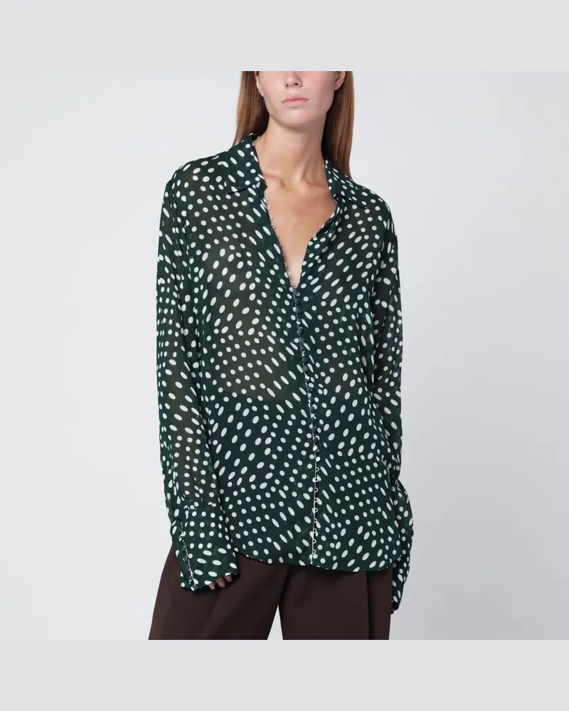 Dries van Noten Grünes Hemd mit Irregular Polka Dot-Print Mehrfarbig