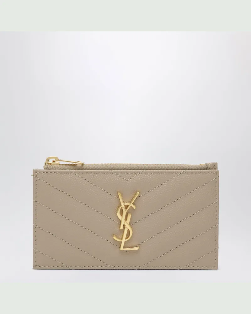 Saint Laurent Cassandre Matelassé Kartenetui in Beige Beige