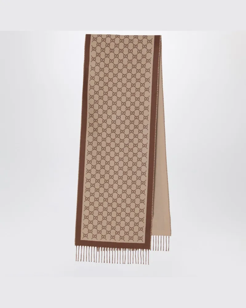 Gucci Beige/brauner GG-Wollschal Braun