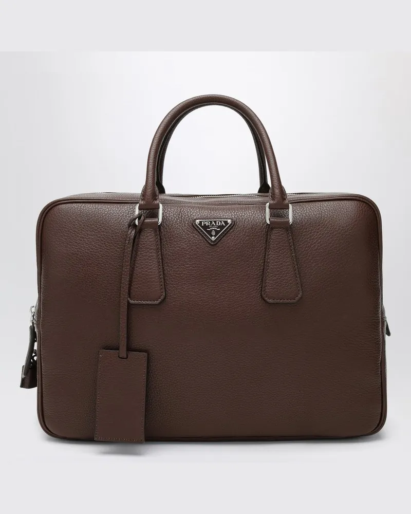 Prada Arbeitstasche in verbranntem Braun aus Leder Braun