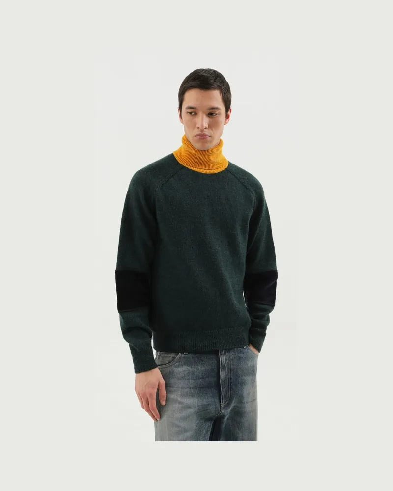 1989 STUDIO Grüner und gelber Rollkragenpullover Grün