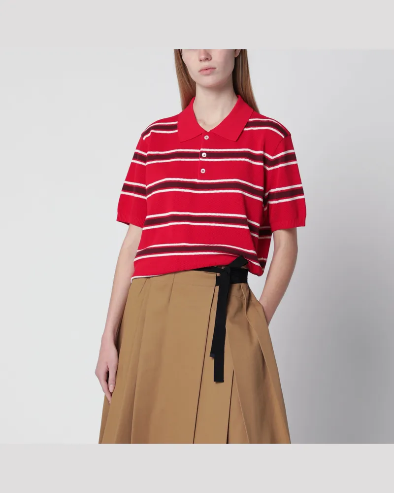 Dunst Gestreiftes Baumwoll-Poloshirt rot/bordeaux Multicolor