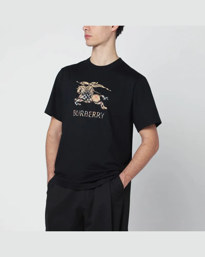 Burberry Schwarzes T-Shirt mit schattiertem EKD-Print Schwarz